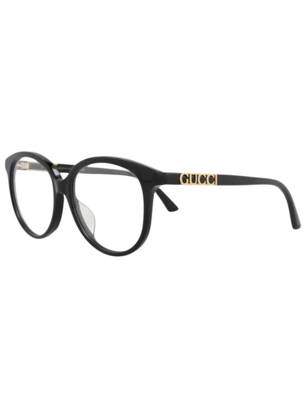 New Gucci Women's Eyeglasses Round Oval Acetate Frame Black Black Transparent